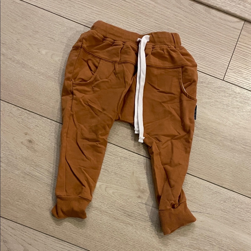 Little Bipsy Brown Joggers with White Drawstring